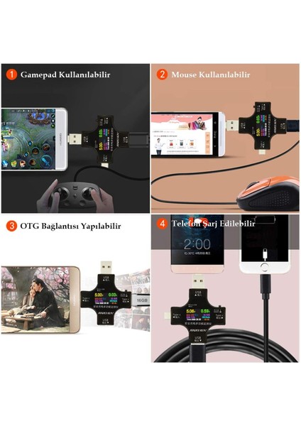Powermaster PM-26611 USB Type-C Tester Voltmetre Ampermetre Akım Göstergesi Multimetre Test Cihazı Ölçer Otg Destekli