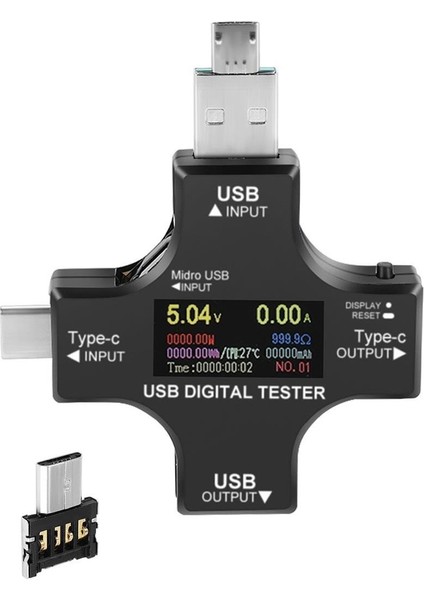 Powermaster PM-26611 USB Type-C Tester Voltmetre Ampermetre Akım Göstergesi Multimetre Test Cihazı Ölçer Otg Destekli