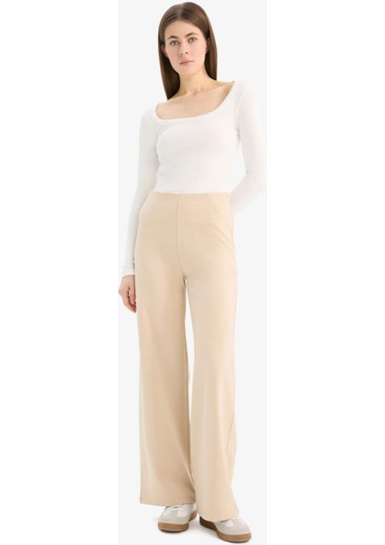 Wide Leg Standart Boy Basic Düz Geniş Bol Paça Eşofman Altı E7952AX25SP