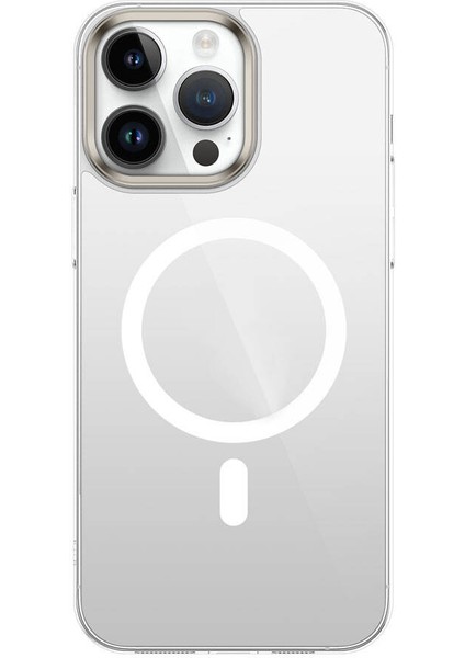 iPhone 15 Pro Max Uyumlu Joec Wireless Şarj Özellikli Şeffaf G-Glass Kapak-Lacivert indirimleri