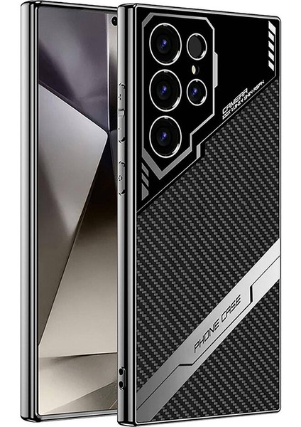 Galaxy S24 Ultra Kılıf Kamera Korumalı Karbon Tasarım Joec Yeni Seri Procase Kapak-Siyah Karbon