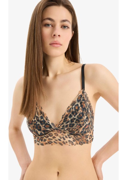 Leopar Desenli Pedli Dantelli Bralet-Fall in Love E6986AX25SP