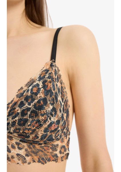 Leopar Desenli Pedli Dantelli Bralet-Fall in Love E6986AX25SP
