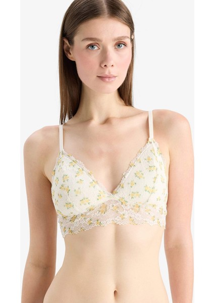 Baskılı Pedli Dantel Bralet-Fall in Love E6986AX25SP