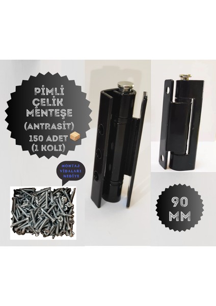 Pvc Pimapen Kapı Pencere Menteşesi Çelik 90MM /150 Adet-1 Koli) Vidalar Dahil