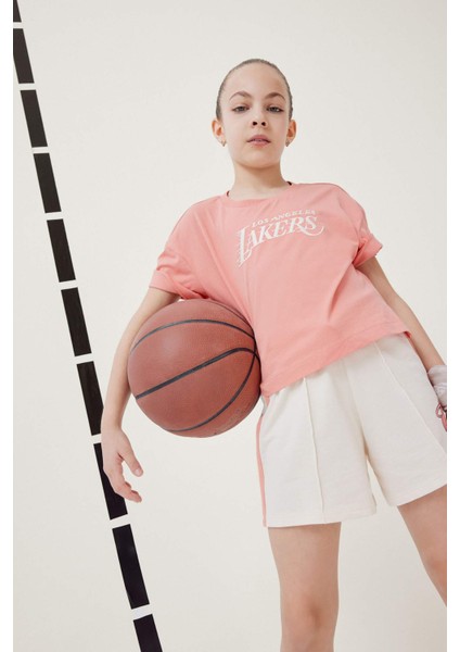 Kız Çocuk NBA Los Angeles Lakers Loose Fit Bisiklet Yaka Kısa Kollu Tişört E7633A825HS