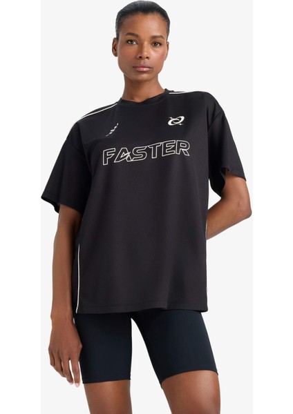 fit Oversize Geniş Kalıp Bisiklet Yaka Slogan Baskılı Sporcu Kısa Kollu TIŞÖRT D9033AX25SP modelleri
