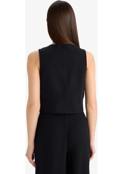 V Yaka Keten Karışımlı Blazer Yelek E6209AX25SP indirimleri