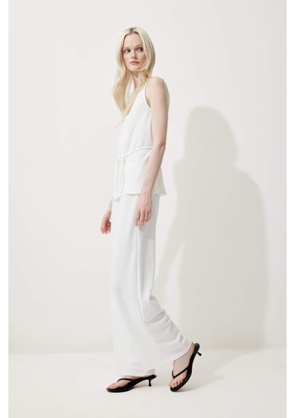 Wide Leg Geniş Paça Basic Düz Pike Pantolon E5784AX25SP