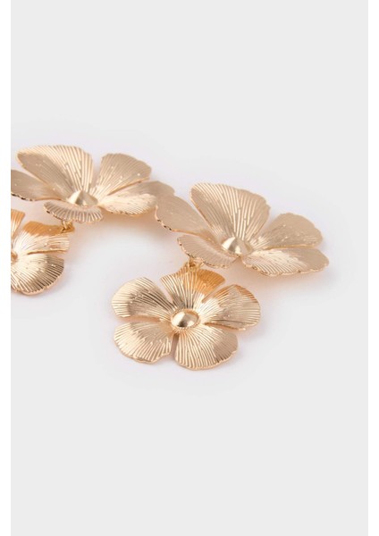 Kadın Çiçekli Gold Küpe E8043AXNS