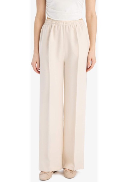 Wide Leg Tensel Kumaş Palazzo Pantolon Cepli Yüksek Bel Uzun Geniş Paça E8502AX25SM