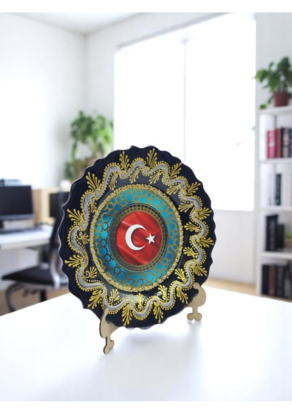 Atatürk, Türk Bayrağı Yada Osmanlı Tuğrası Simgeli Dekoratif 30 cm Çini Tabak fırsatları