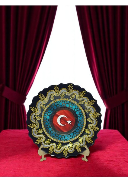 Atatürk, Türk Bayrağı Yada Osmanlı Tuğrası Simgeli Dekoratif 30 cm Çini Tabak indirimleri
