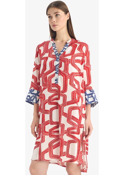 Regular Fit Desenli Plaj Elbisesi-Fall in Love D0452AX25SM