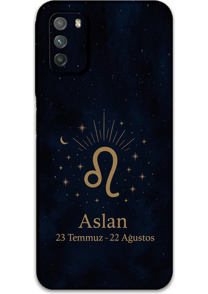 Xiaomi Redmi 9t Uyumlu Aslan Burcu Desenli Telefon Kılıfı + Ekran Koruyucu - 5772