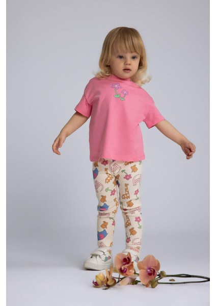 Kız Bebek Hayvan Desenli Fitilli Kaşkorse Pantolon E7947A525SM