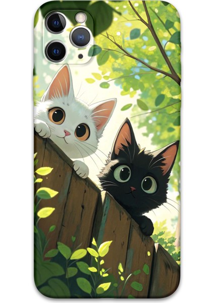 iPhone 11 Pro Uyumlu Kedi Desenli Telefon Kılıfı + Ekran Koruyucu - 5785