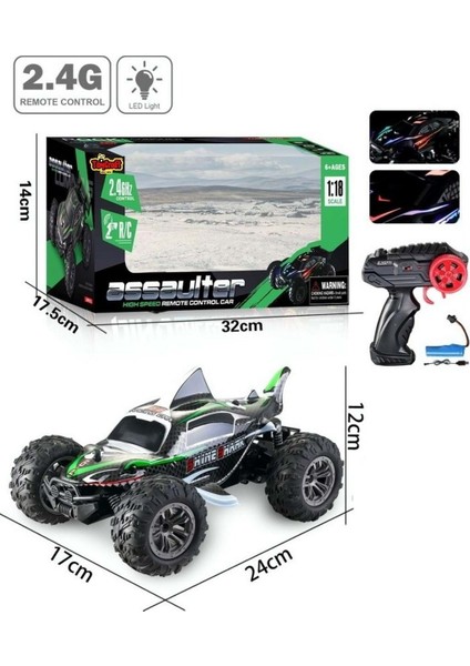 Assaulter 1:18 Yüksek Hızlı Işıklı Köpek Balığı Tasarımlı Uzaktan Kumandalı Rc Araba fırsatları
