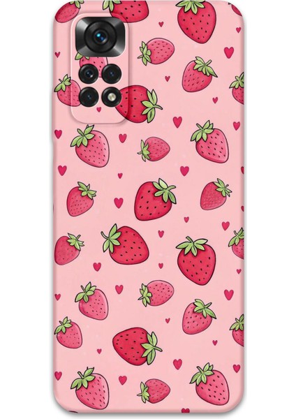 Xiaomi Redmi Note 11S Uyumlu Çilek Desenli Telefon Kılıfı + Ekran Koruyucu - 5804
