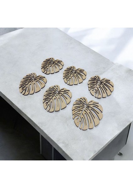 Monstera Yaprak Desenli Ahşap Bardak Altlığı Seti – 6’lı Doğal Şık Tasarım modelleri