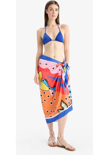 Regular Fit Desenli Saten Plaj Eteği-Fall in Love B1443AX25HS fiyatları