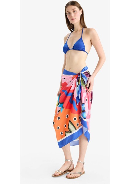Regular Fit Desenli Saten Plaj Eteği-Fall in Love B1443AX25HS fırsatları