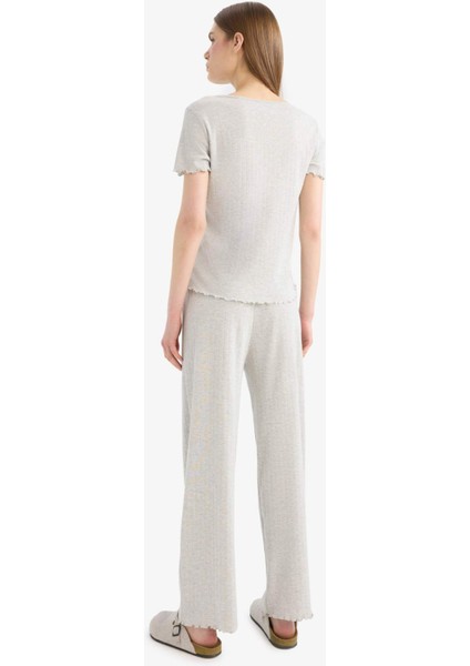 Regular Fit Pijama Takımı Kısa Kollu Üst Uzun Alt-Fall in Love E9229AX25SP indirimleri