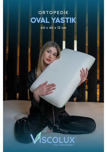 Oval Sabun Ortopedik Visco Yastık - %100 Visco Boyun Düzleşmesi Önleyici 60X40X15 Yeşil