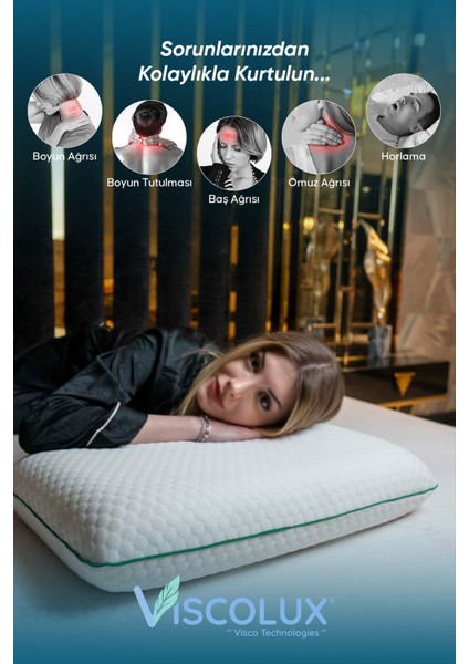 Oval Sabun Ortopedik Visco Yastık - %100 Visco Boyun Düzleşmesi Önleyici 60X40X15 Yeşil