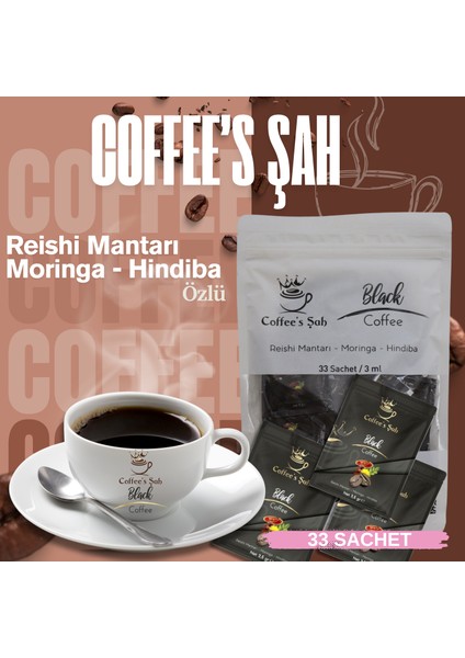 Coffee' Şah Reishi Mantarı, Hindiba ve Moringa Özlü Klasik Black Coffee modelleri