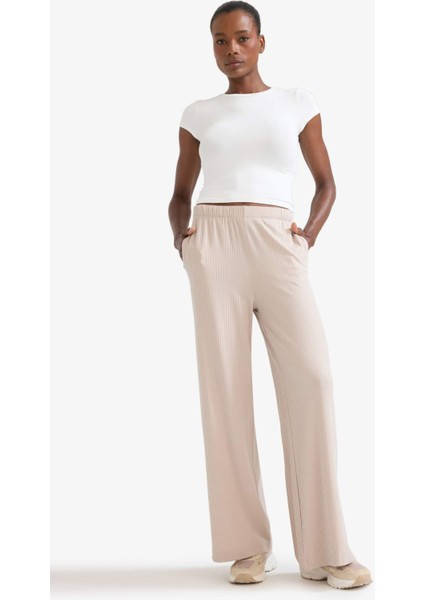 fit Wide Leg Cepli Geniş Paça Yırtmaçlı Uzun Sporcu PANTOLON E2538AX25SM
