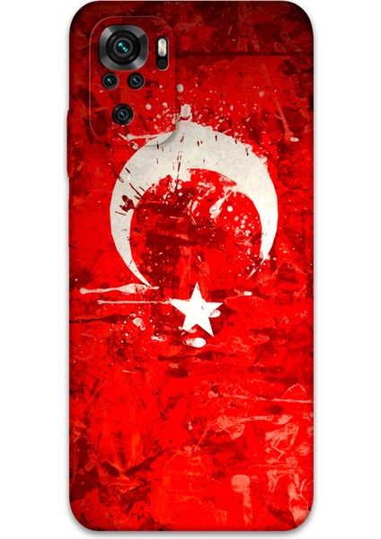 Xiaomi Redmi Note 10S Uyumlu Türk Bayrağı Desenli Telefon Kılıfı + Ekran Koruyucu - 5847