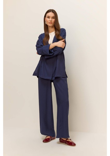Wide Leg Krinkıl Kumaş Geniş Paça Palazzo Pantolon E7978AX25SM
