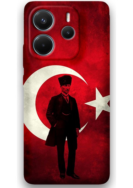 Xiaomi Redmi Note 14 4g Uyumlu Atatürk Desenli Telefon Kılıfı + Ekran Koruyucu - 5849