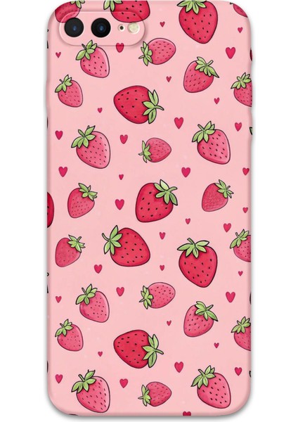 iPhone 7 Plus Uyumlu Çilek Desenli Telefon Kılıfı + Ekran Koruyucu - 5804