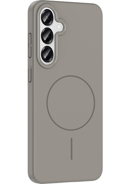 Galaxy S25 Plus Kılıf Magsafe Şarj Özellikli Joec Ruby Silikon Kapak - Desert Titanyum modelleri