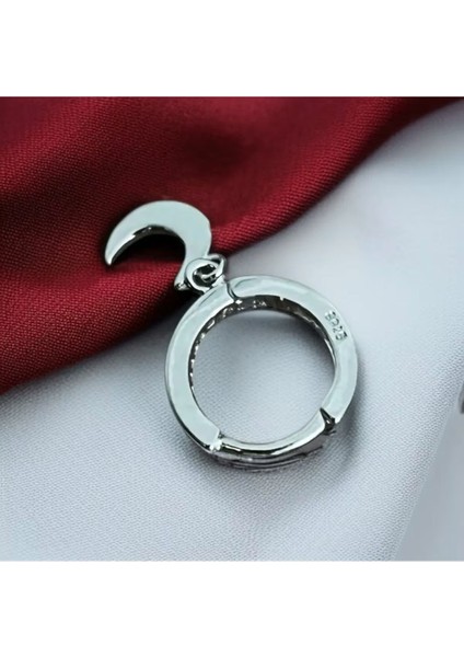 925 Ayar Gümüş Zirkon Taşlı Ay Detaylı Küpe modelleri