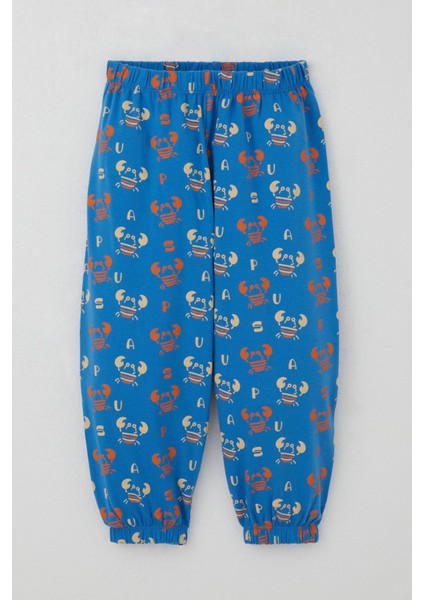 Erkek Çocuk Pijama Takımı Sevimli Yengeç Desenli 1-3 Yaş, Saks Mavisi modelleri