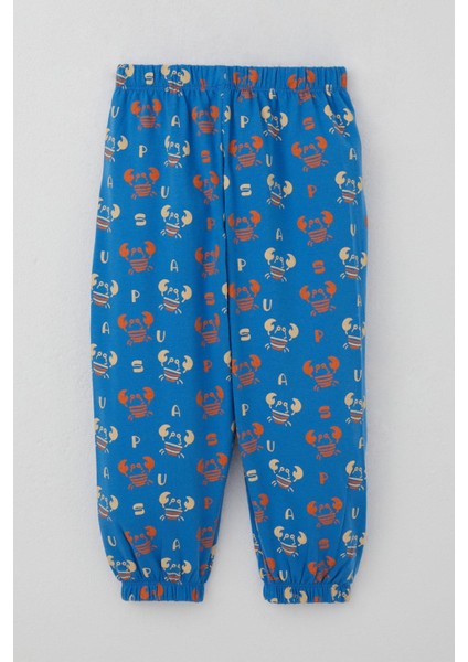 Erkek Çocuk Pijama Takımı Sevimli Yengeç Desenli 1-3 Yaş, Saks Mavisi indirimleri