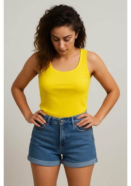 Kadın Kaşkorse Geniş Askılı Crop