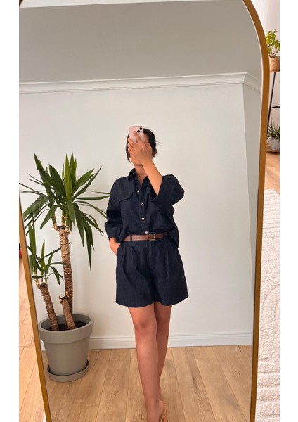 Denim Gömlek Şort Takım