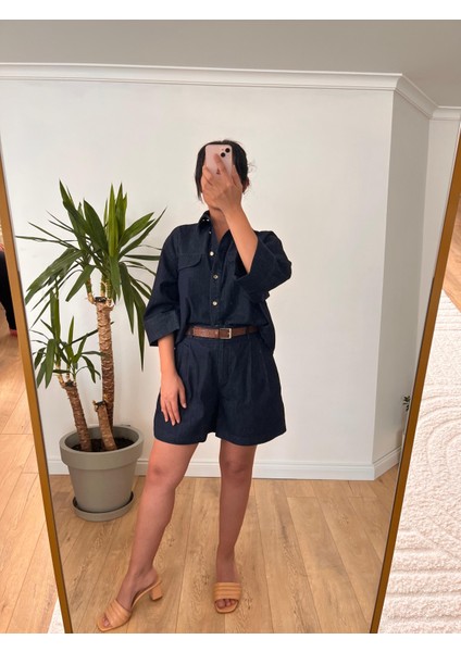 Denim Gömlek Şort Takım modelleri