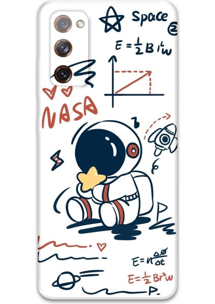 Galaxy Note 20 Uyumlu Astronot Desenli Telefon Kılıfı + Ekran Koruyucu - 5858