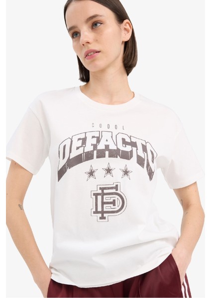 Regular Fit Bisiklet Yaka Baskılı Kısa Kollu Tişört F1208AX25SP