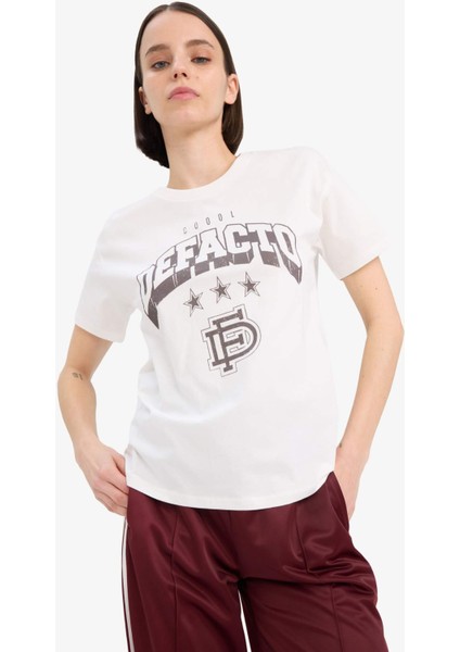 Regular Fit Bisiklet Yaka Baskılı Kısa Kollu Tişört F1208AX25SP modelleri