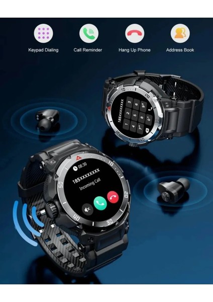 Watch Extreme Dual Smart Kulaklıklı Taktik Akıllı Saat Hem Kulaklık Hem Akıllı Saat Çok Fonksiyonlu