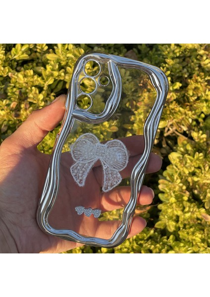 Samsung Galaxy A25 Kılıf Gümüş Taşlı Darbe Önleyici Silikon Kapak