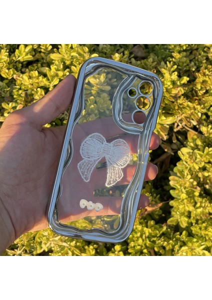 Samsung Galaxy A25 Kılıf Gümüş Taşlı Darbe Önleyici Silikon Kapak