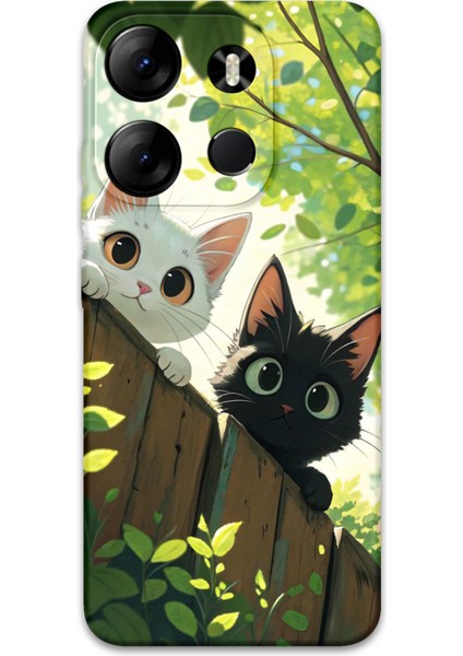 Tecno Spark Go 2023 Uyumlu Kedi Desenli Telefon Kılıfı + Ekran Koruyucu - 5785