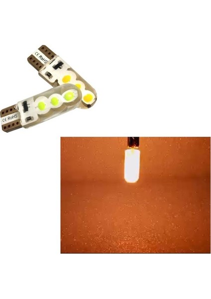 1 Takım T10 LED Dipsiz Ampul 12V Flaş (Strobe) Jel Işık Sılıcon Casa Model Orange (Turuncu)